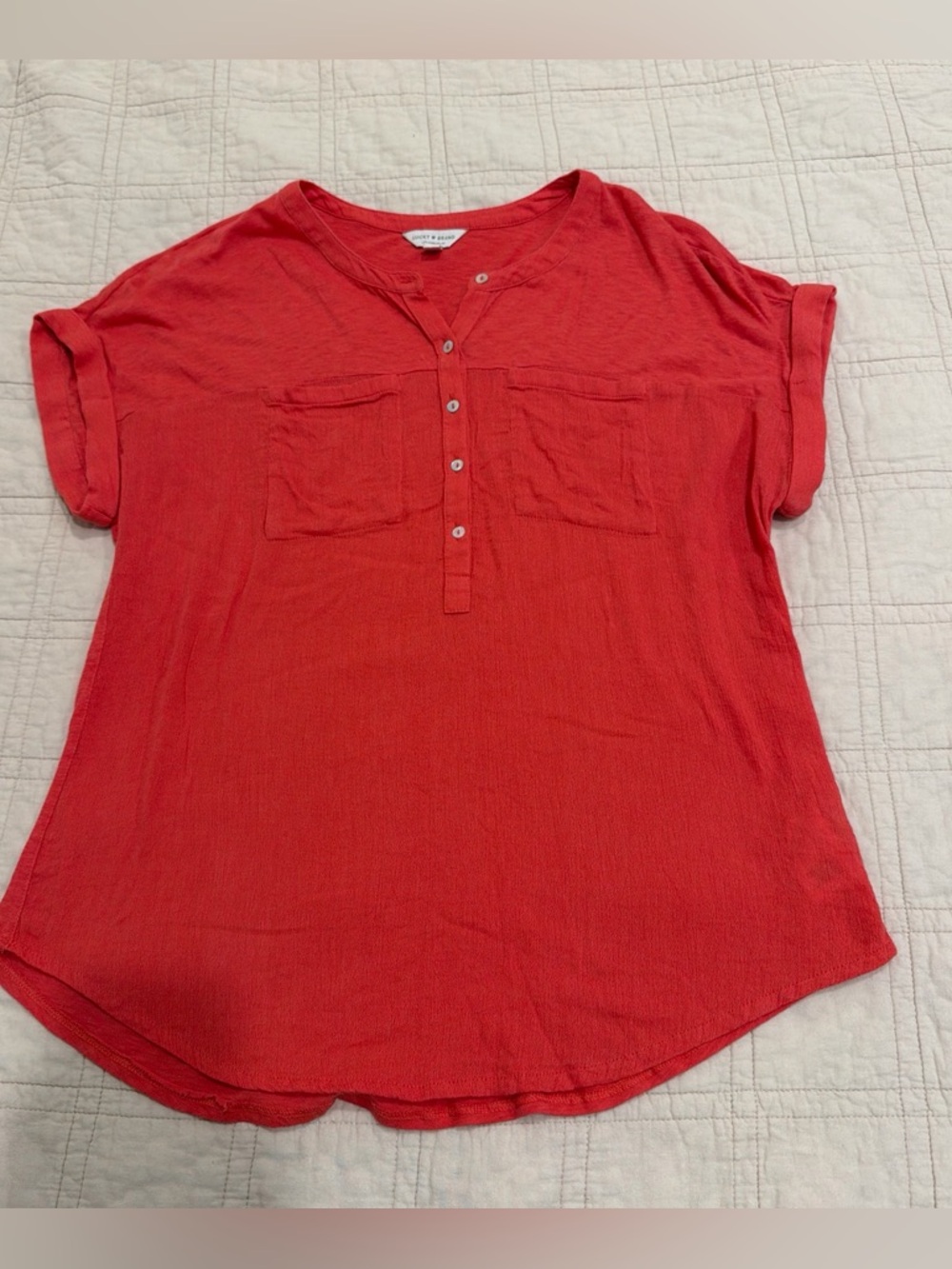 Lucky Brand magenta Short-Sleeve Henley Top 60% cotton 40% modal